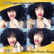 Wholesale indian remy human hair glueless kinky curly lace front wigs